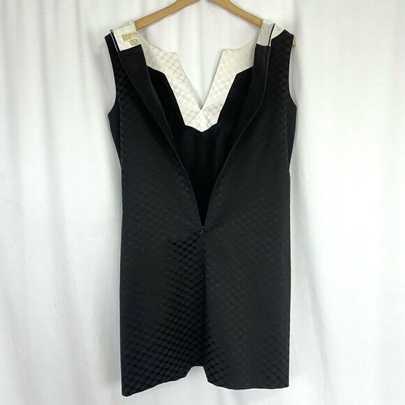 Michael Kors Dress Black Sheath White Trim Women’s 10 Mini Short Designer Jackie - Picture 13 of 16